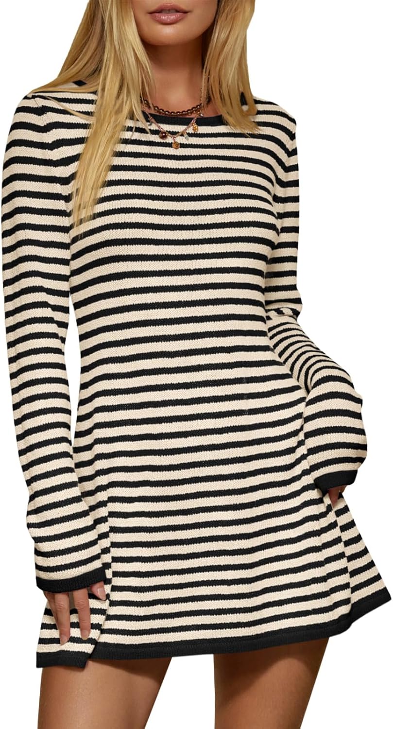 Saodimallsu Womens Striped Pullover Sweater for Casual Style
