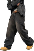 Men's Baggy Hip Hop Jeans Wide Leg Skater Denim Pants - Versatile