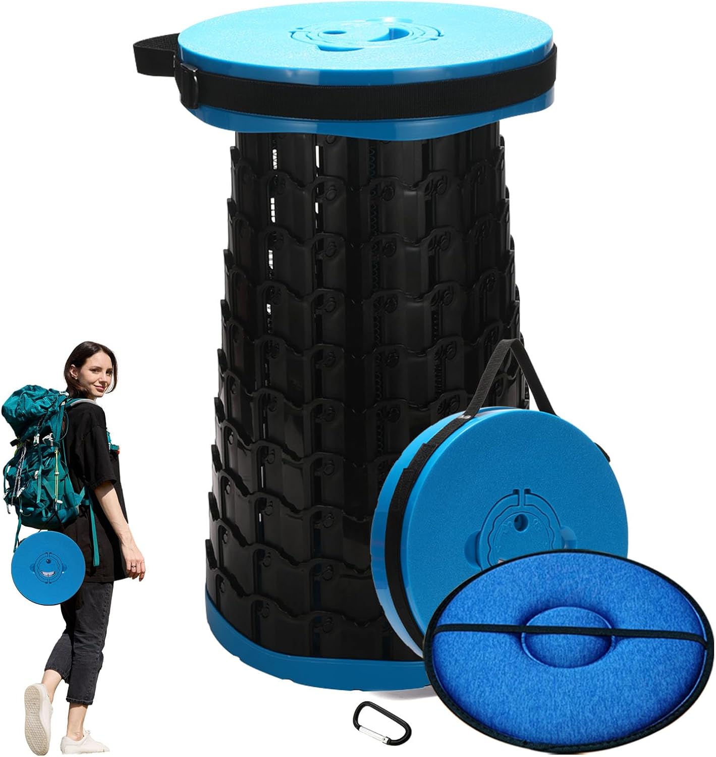 19.7 Heavy Duty Collapsible Stool - Portable Camping Seat