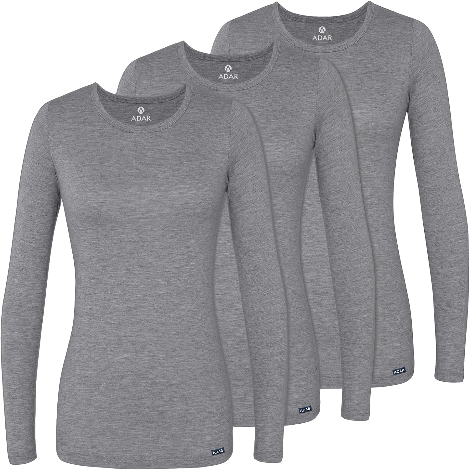 Adar Underscrubs for Women - Long Sleeve Comfort Tee 3 Pack
