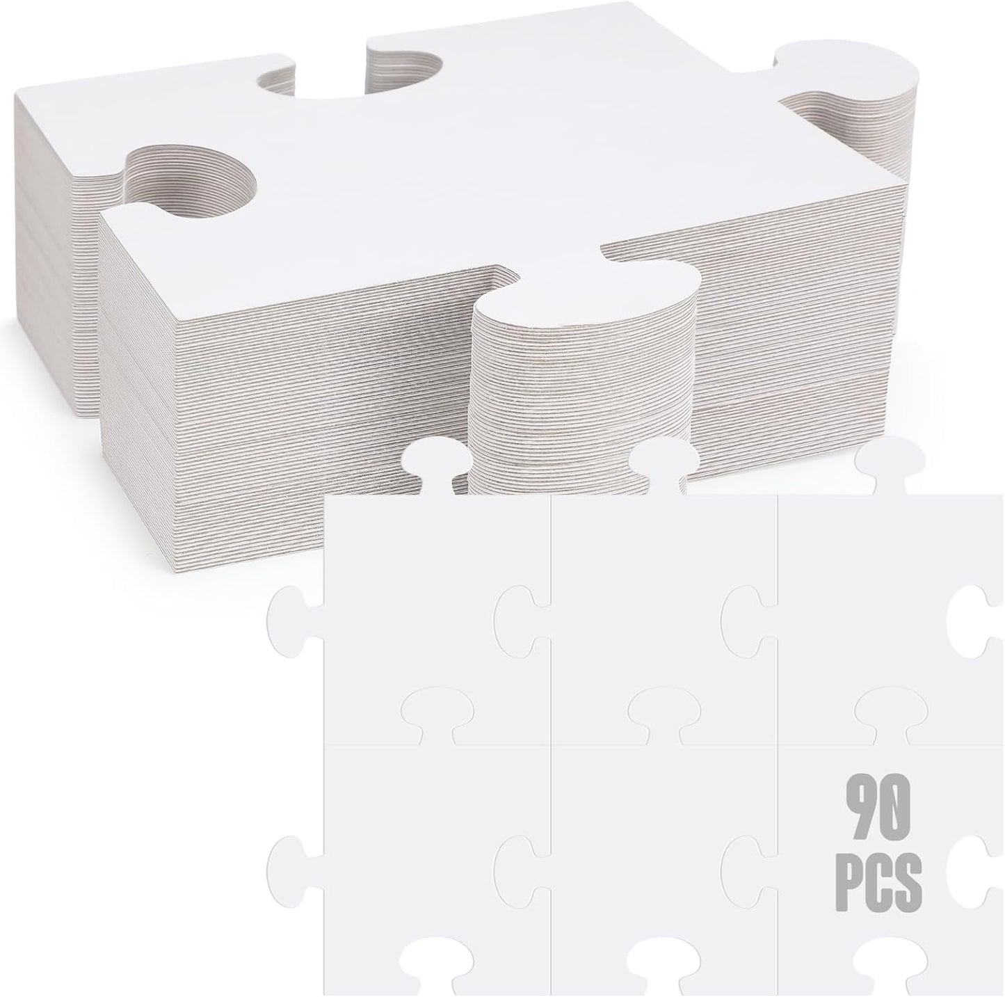 90 Pcs Large Blank Cardboard Puzzles for Creative DIY Projects