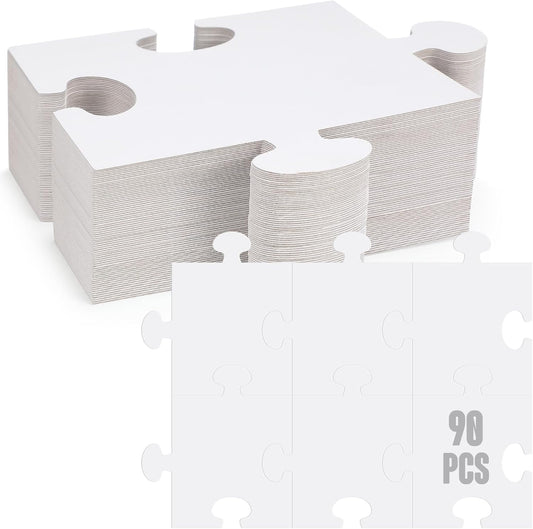90 Pcs Large Blank Cardboard Puzzles for Creative DIY Projects