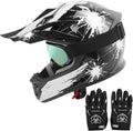 Youth Dirt Bike Full Face Helmet Black w/White Fireworks Large - DOT