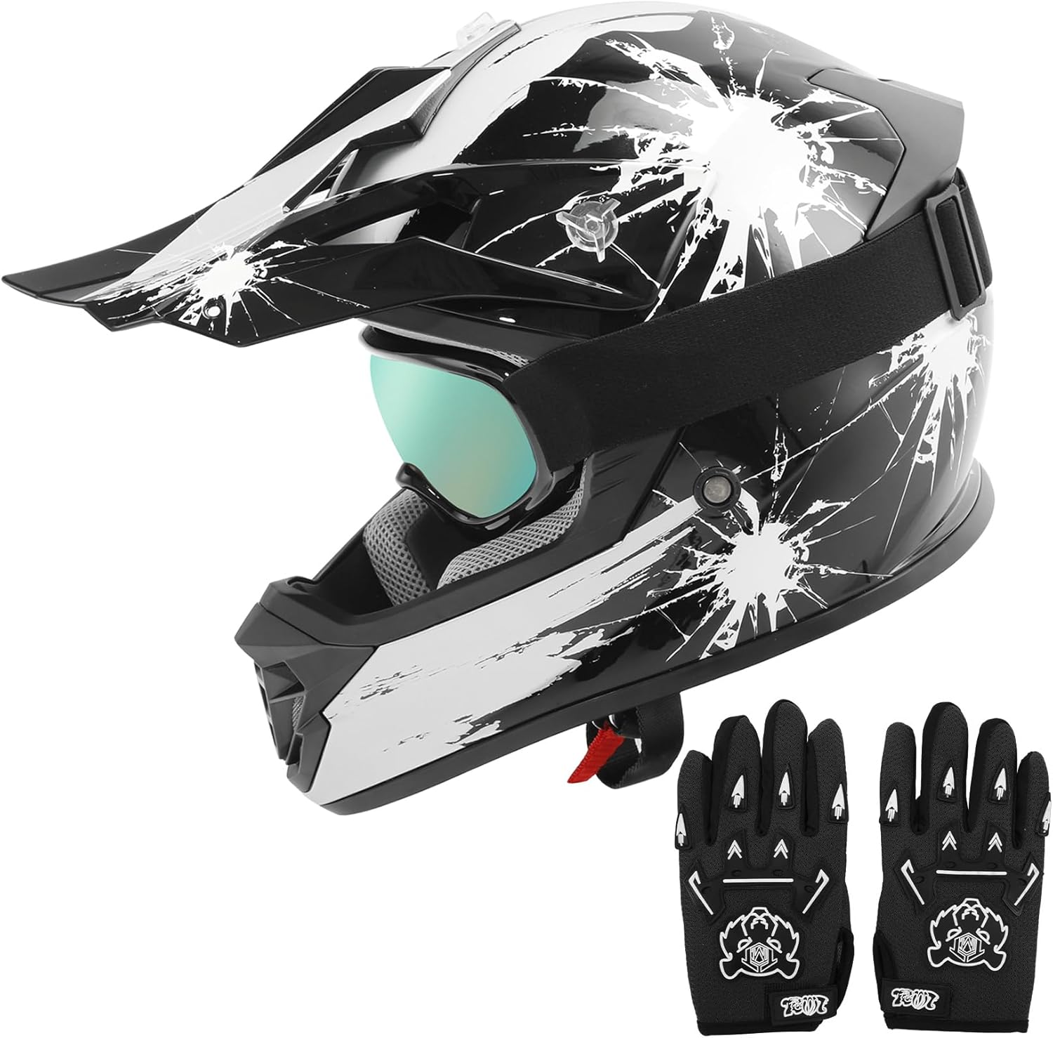 Youth Kids Dirt Bike Full Face Helmet with Fireworks Design