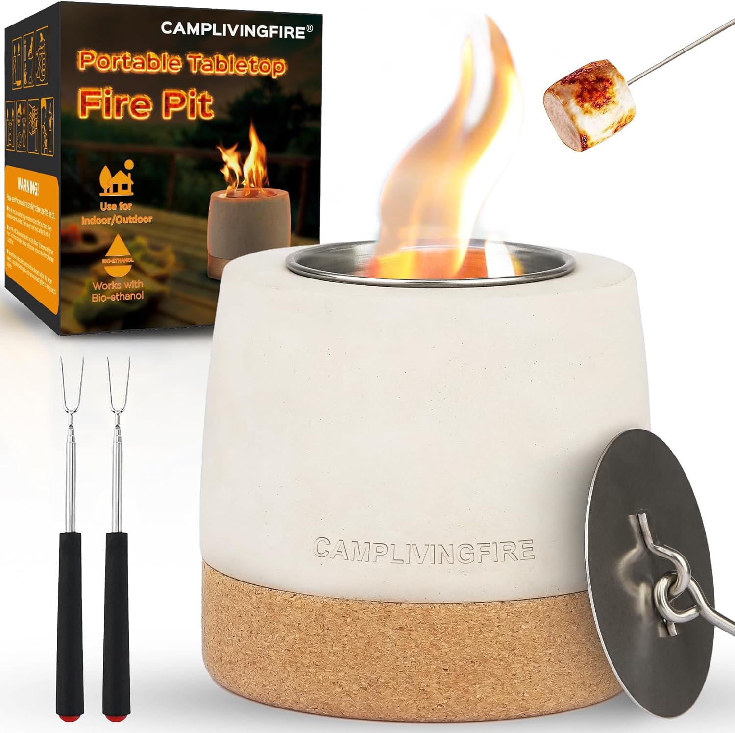 Tabletop Fire Pit for Indoor & Patio Decor - Smokeless S'mores Maker