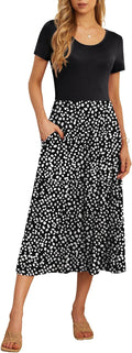 GRECERELLE Women's Summer Tiered Flowy Maxi Dress with Pockets Formal