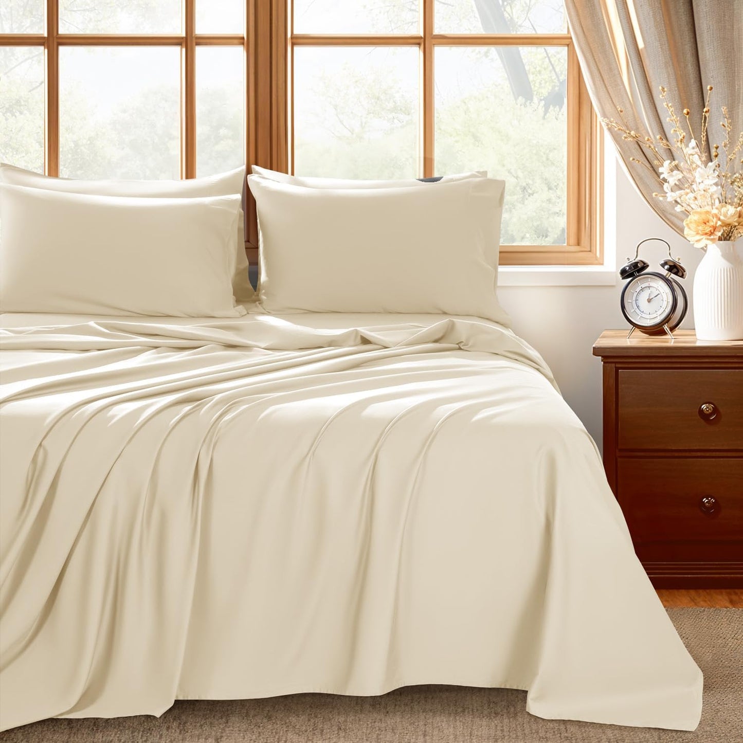 Luxury 100% Egyptian Cotton King Size Sheets Set for Comfort