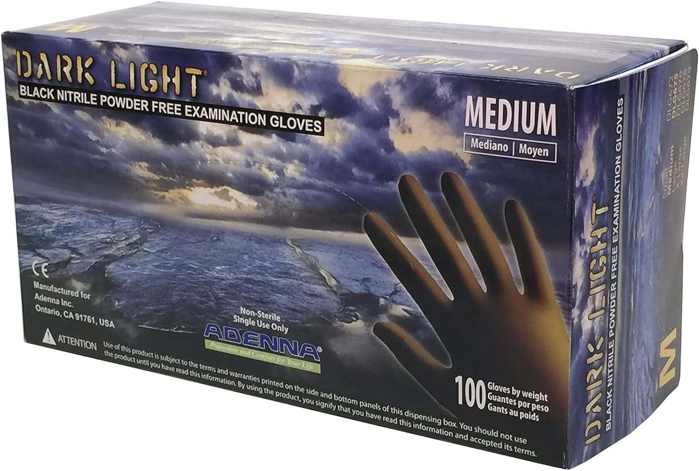 Adenna Dark Light 9 mil Nitrile Gloves - Powder-Free Protection