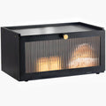 Black Bread Box for Kitchen Countertop - Large Bamboo Bread Storage
