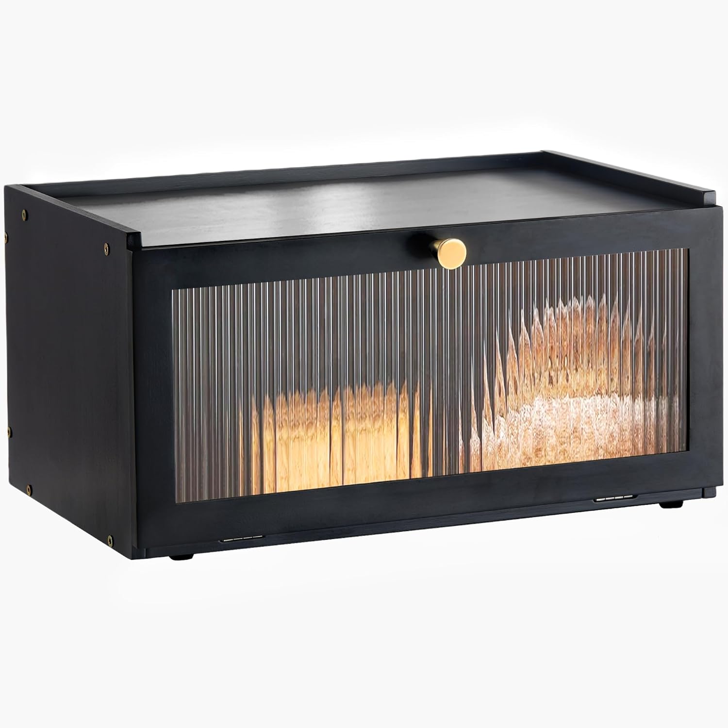 Large Modern Bamboo Bread Box for Kitchen Countertop Storage