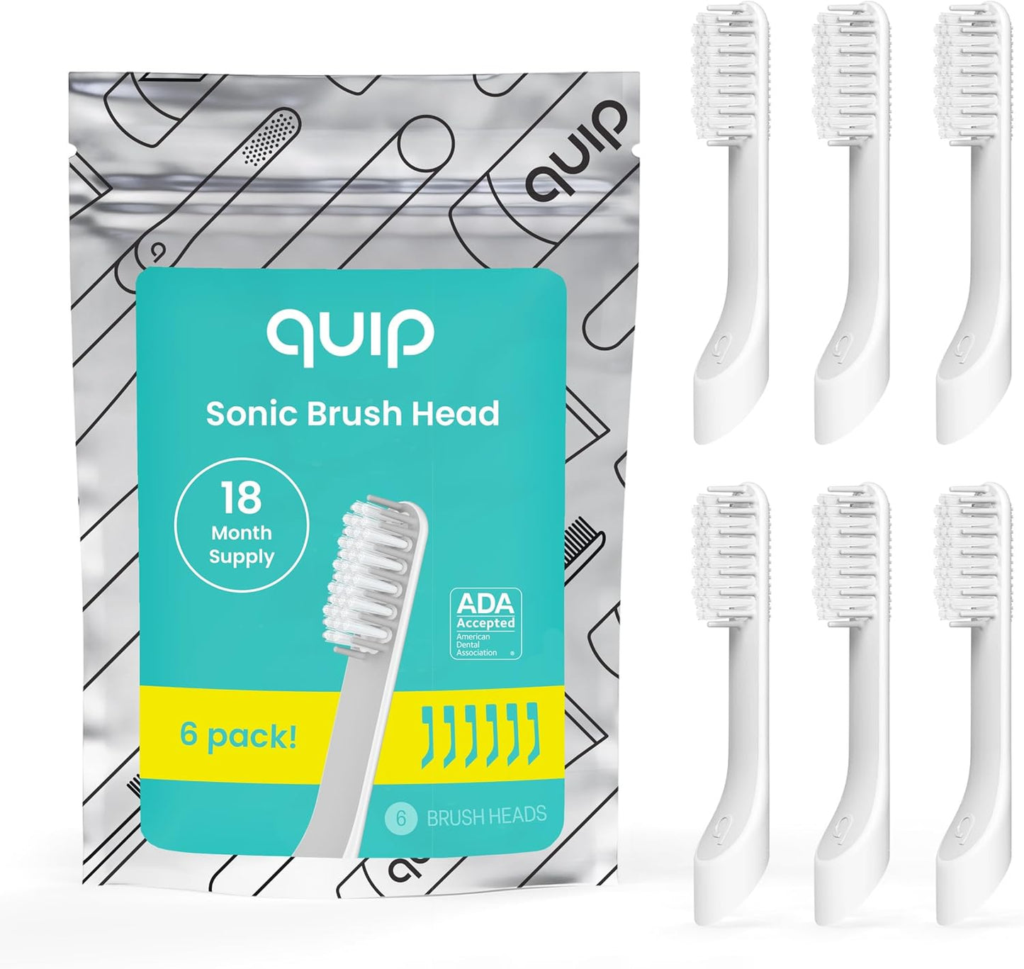 quip Sonic Toothbrush Replacement Heads - 6 Pack for Adults