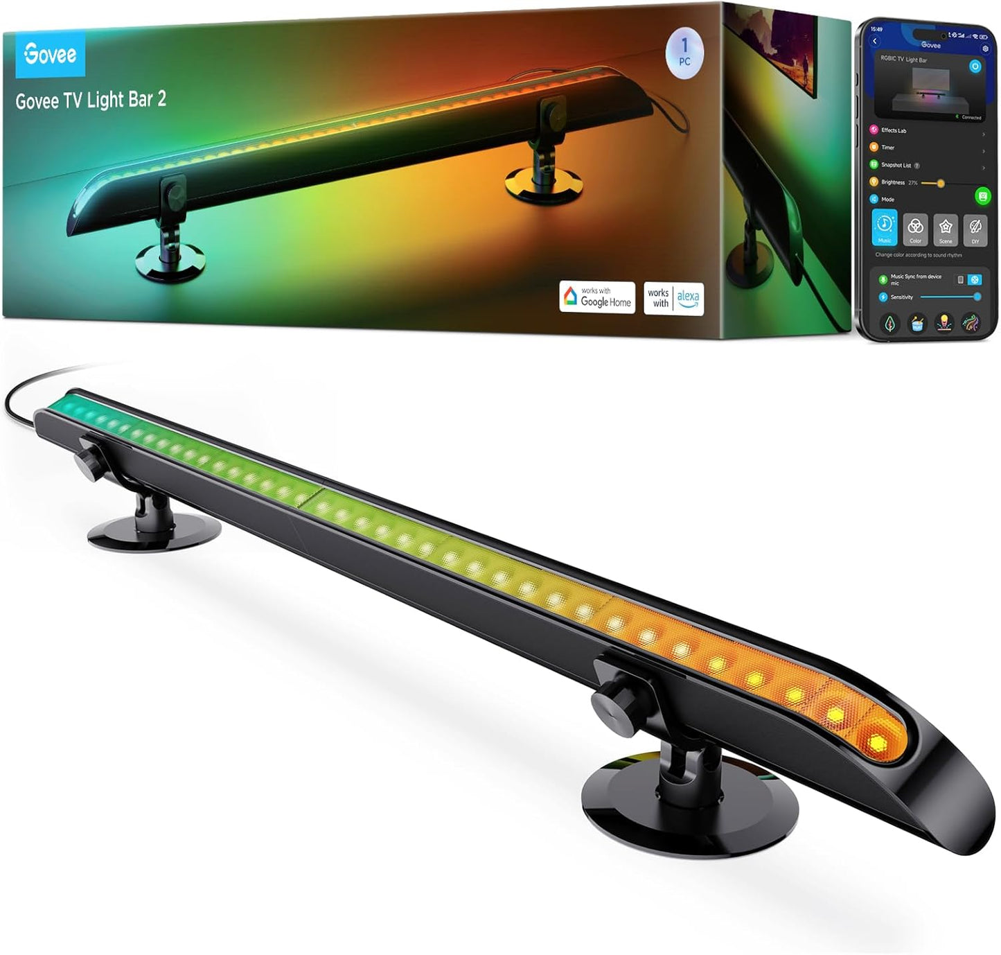 Govee Upgraded 31 Inch RGBIC Light Bar for 55-70 Inch TVs