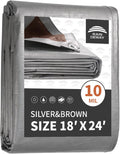 Heavy Duty Waterproof Tarp 18x24 ft 10Mil - Durable Weather Cover