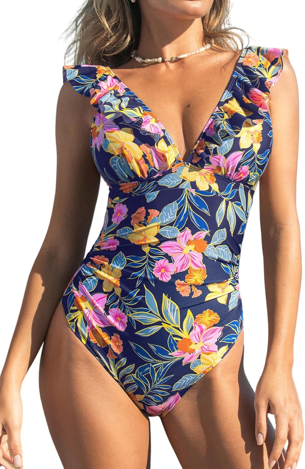 CUPSHE Women's Ruffled One Piece Swimsuit for Summer Fun