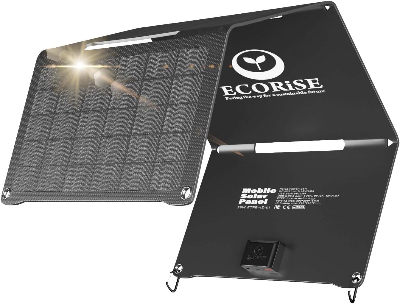 ECORiSE 28W Solar Panel: Fast Charging On-The-Go