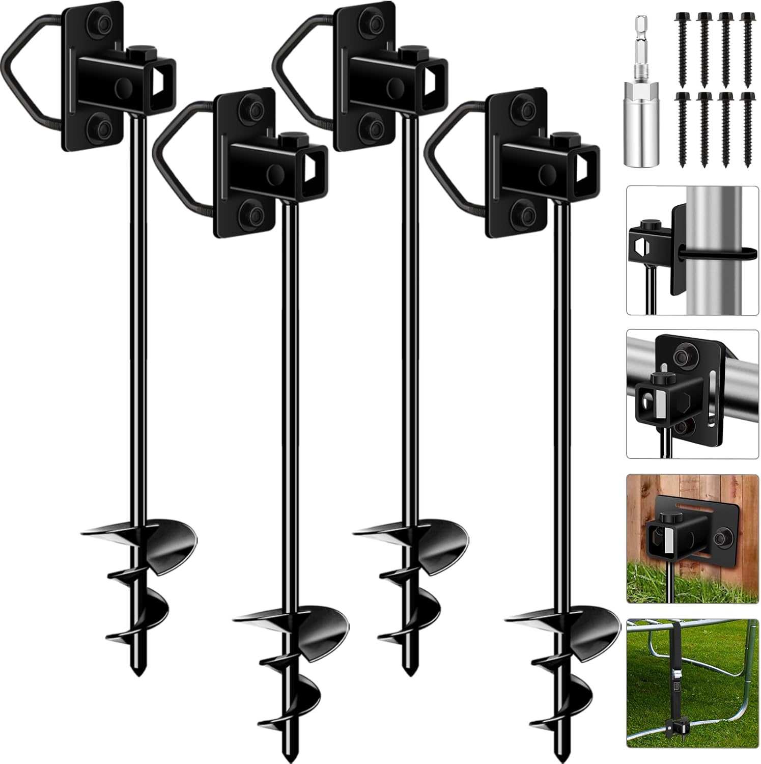 Heavy Duty Ground Anchors for Trampolines and Sheds - 4pcs