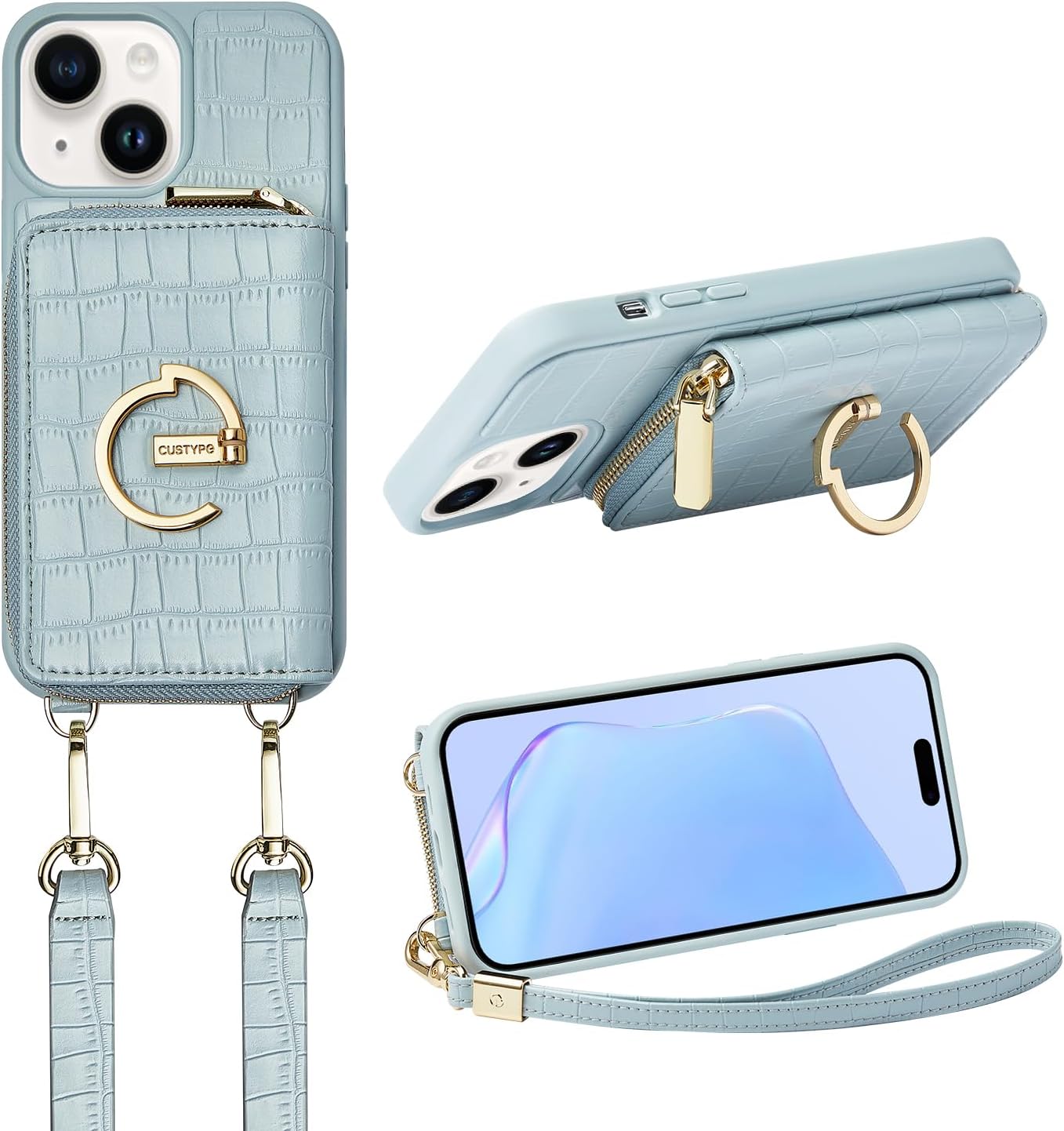 CUSTYPE iPhone 15 Case Wallet with Card Holder for Women