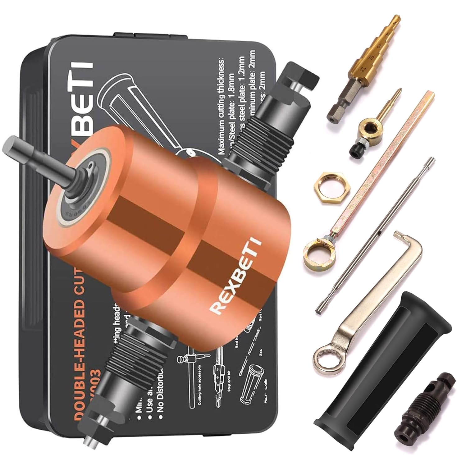 REXBETI Double Headed Sheet Metal Nibbler for Precision Cutting
