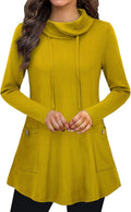 Bulotus Womens Cowl Neck Asymmetrical Long Tunic for Leggings - Cozy