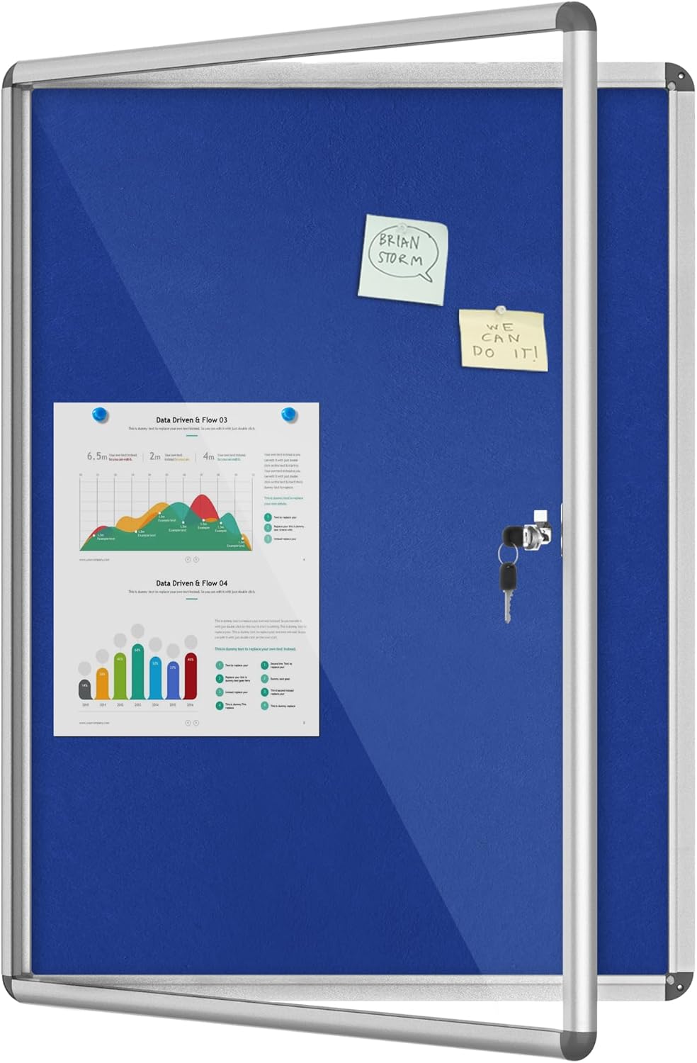 38x28 Enclosed Bulletin Board for School & Office Use
