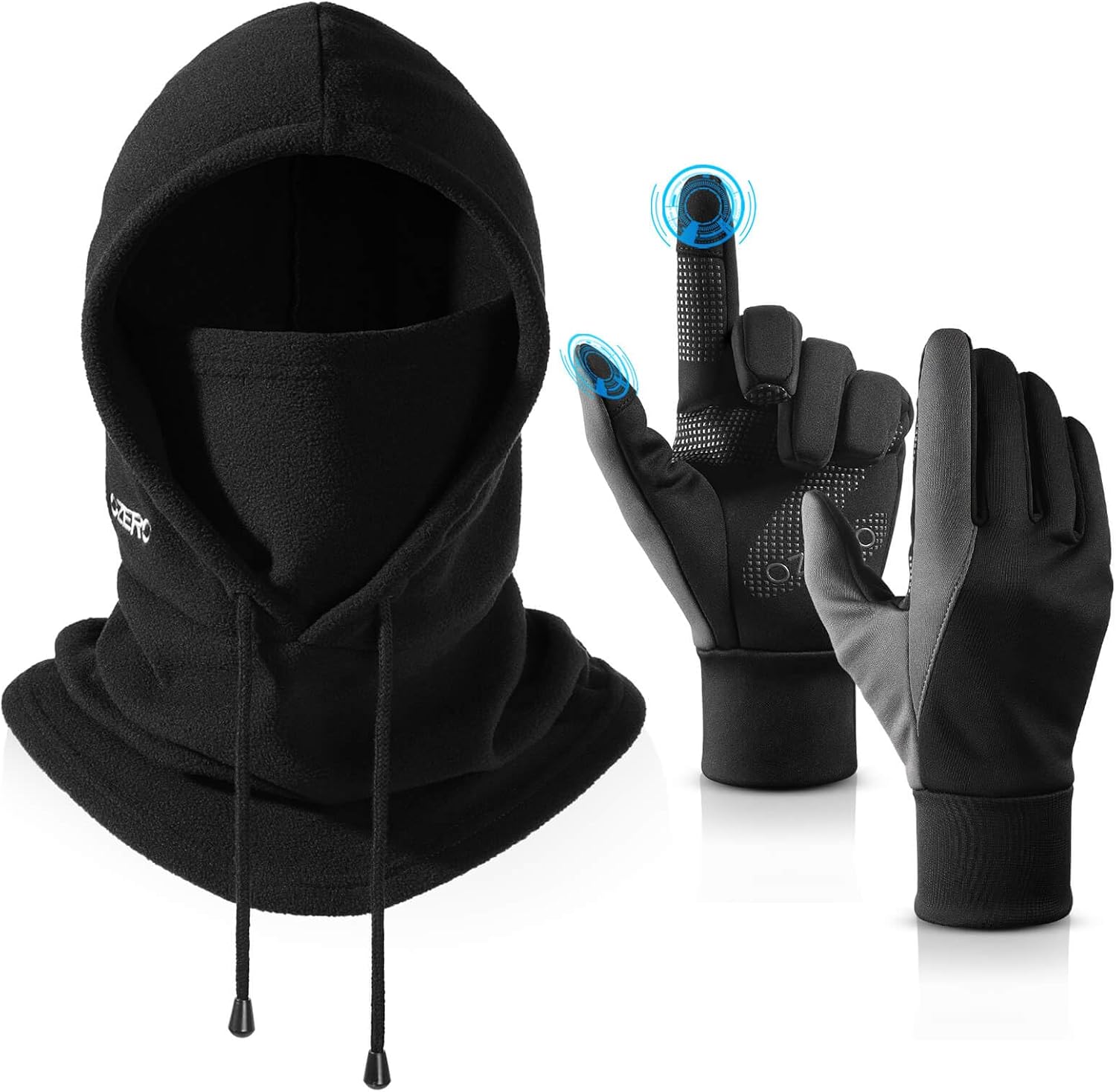 OZERO Winter Balaclava Gloves Set: Windproof Warm Face Mask