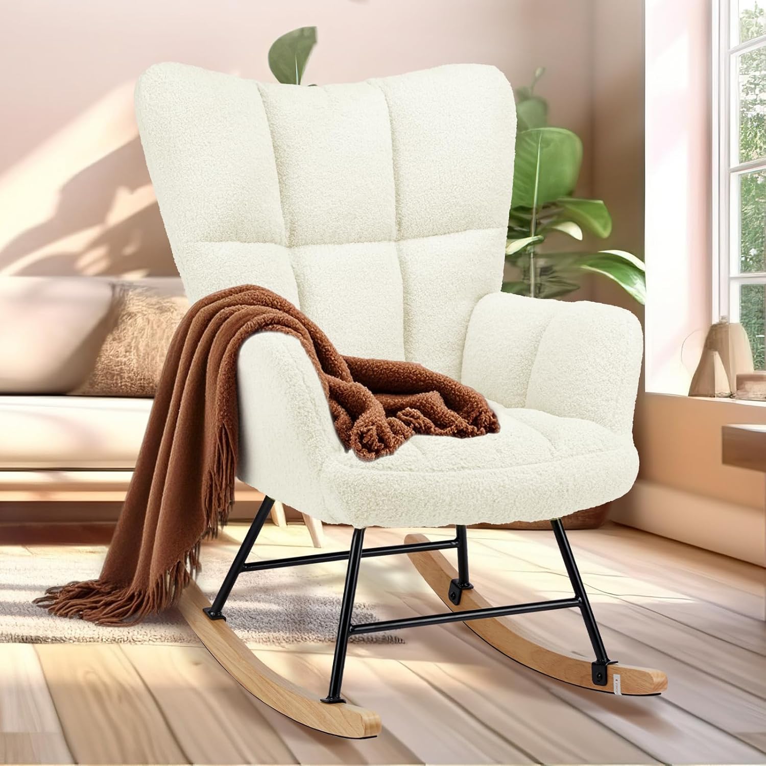 Comfy Teddy Nursery Rocker, White