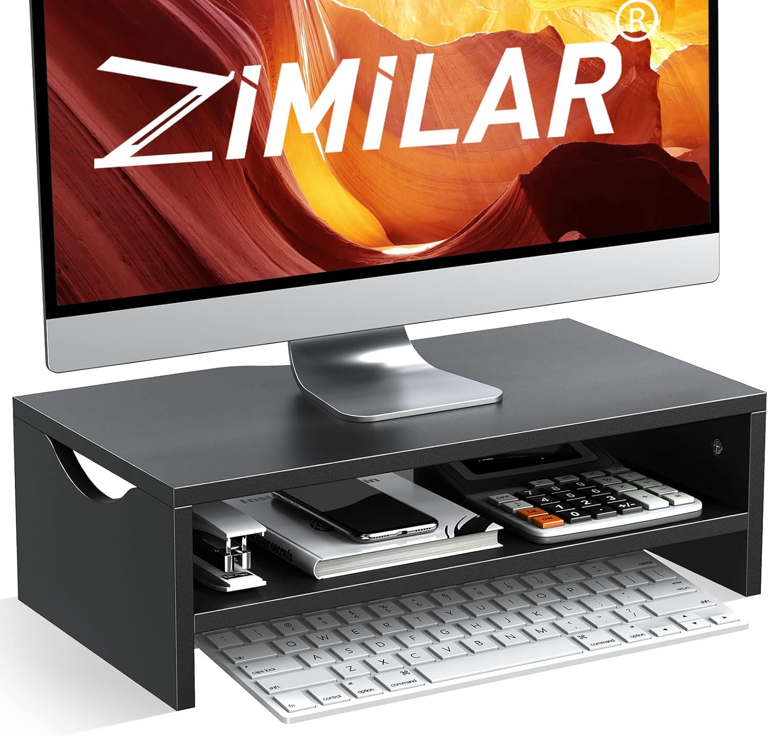 Zimilar Wooden Monitor Riser with Storage - Organize Your Workspace ...