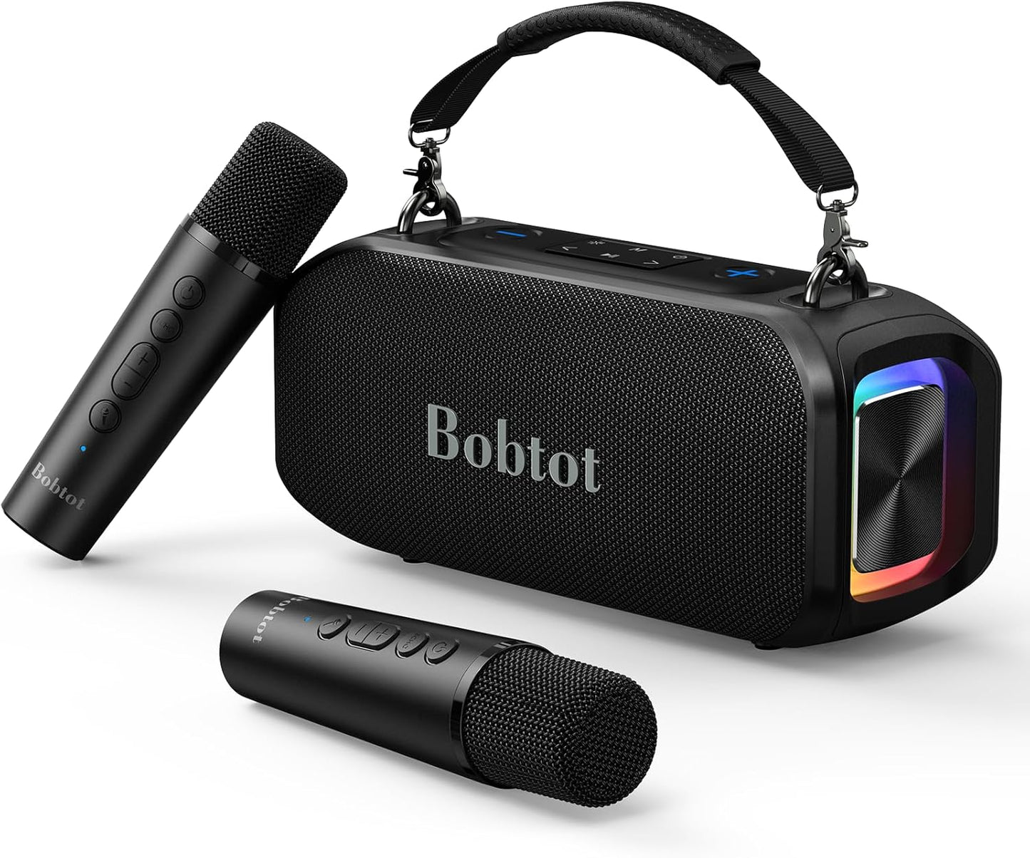 Bobtot Portable Karaoke: 2 Mics, Magic Effects, 40W Sound
