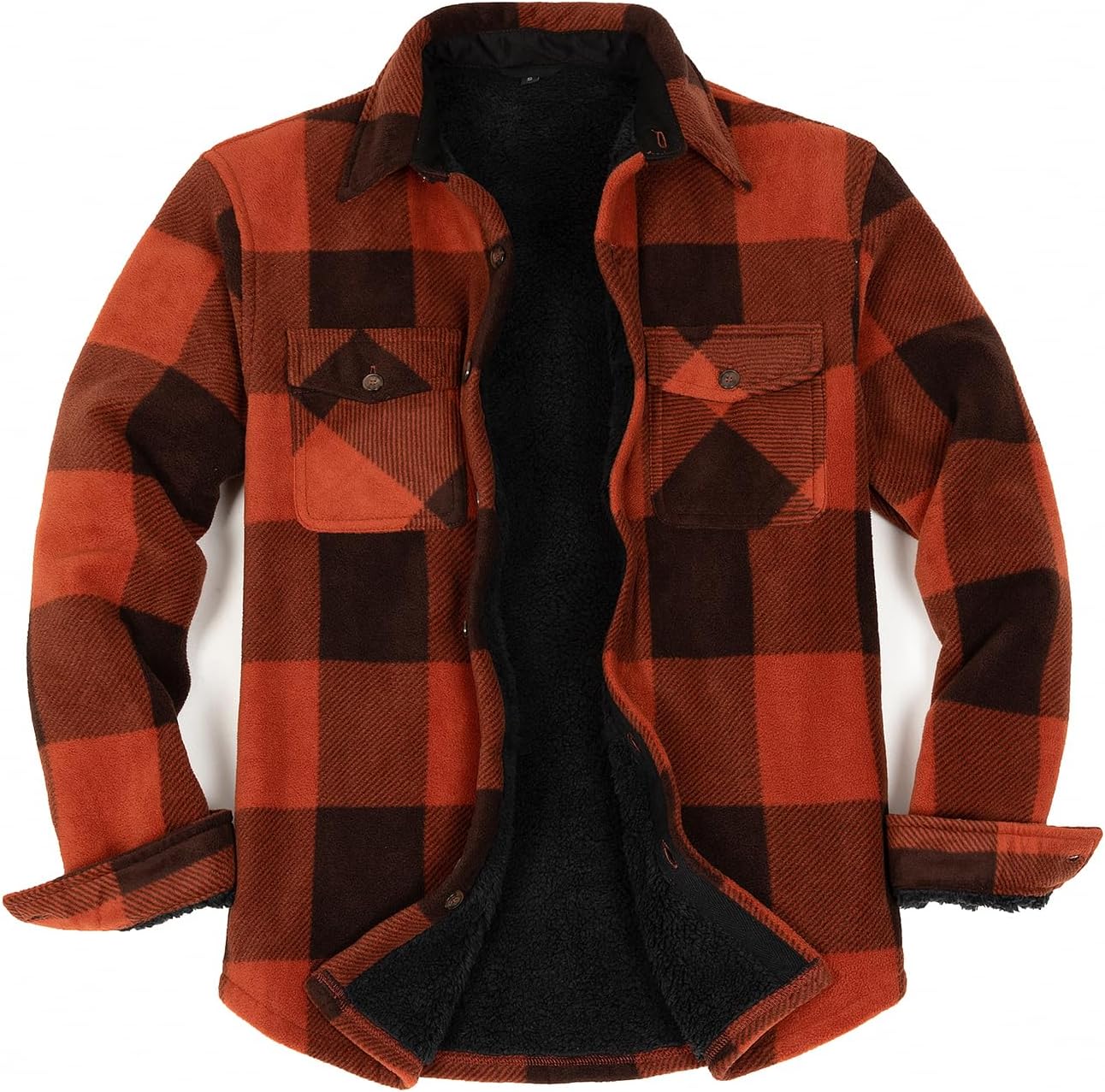 ZENTHACE Men's Warm Sherpa Lined Fleece Plaid Flannel Jacket