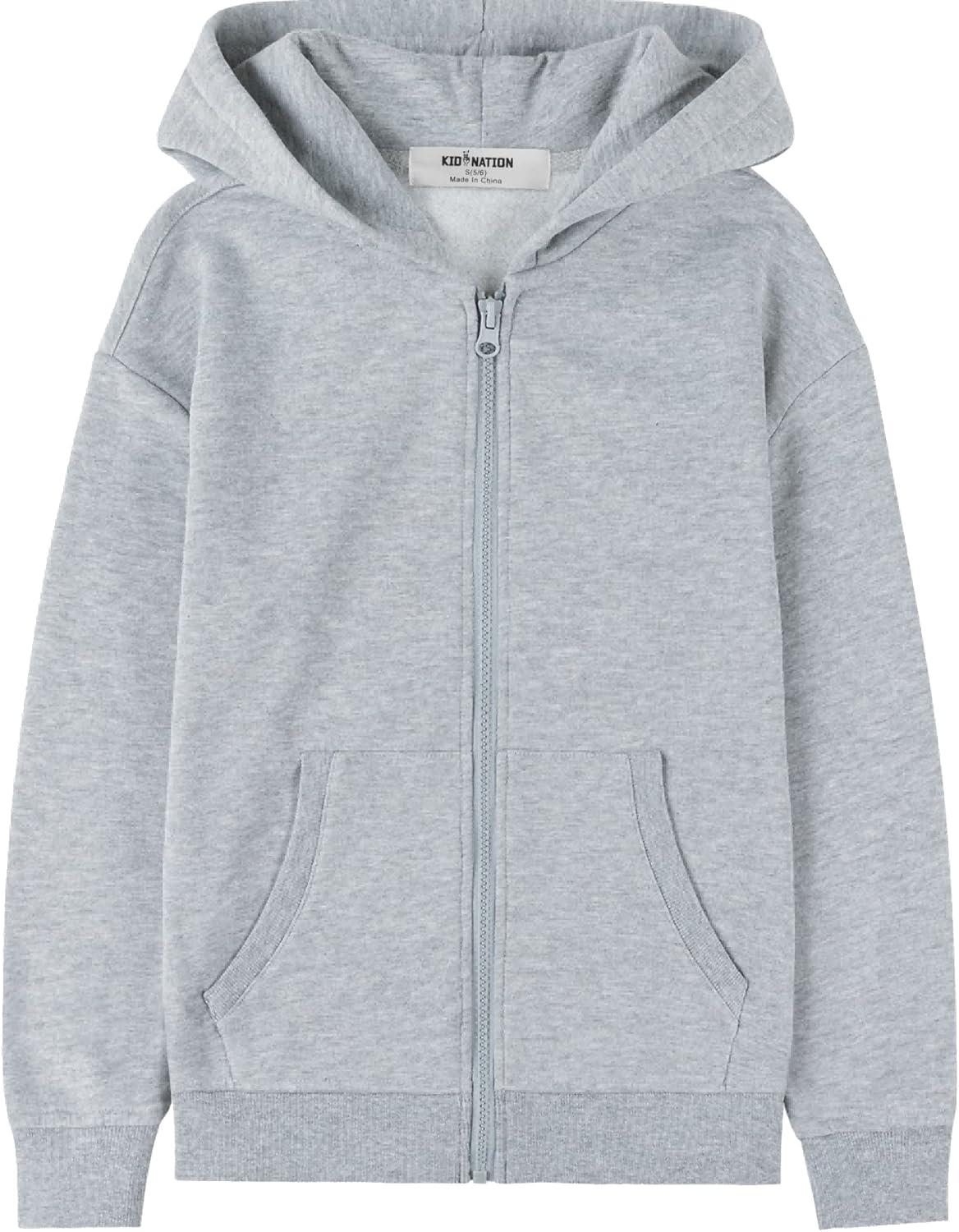 Kid Nation Kids Soft Brushed Fleece Zip-Up Hoodie for All