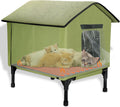 Heated Cat House for Outside Large Green - Insulated Waterproof
