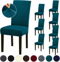 Chair Covers Peacock Blue Stretch Dining Room Slipcovers Set of 8