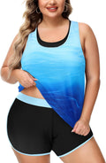 Plus Size 3 Piece Tankini Swimsuit Set - Athletic Support (Style KP5V)