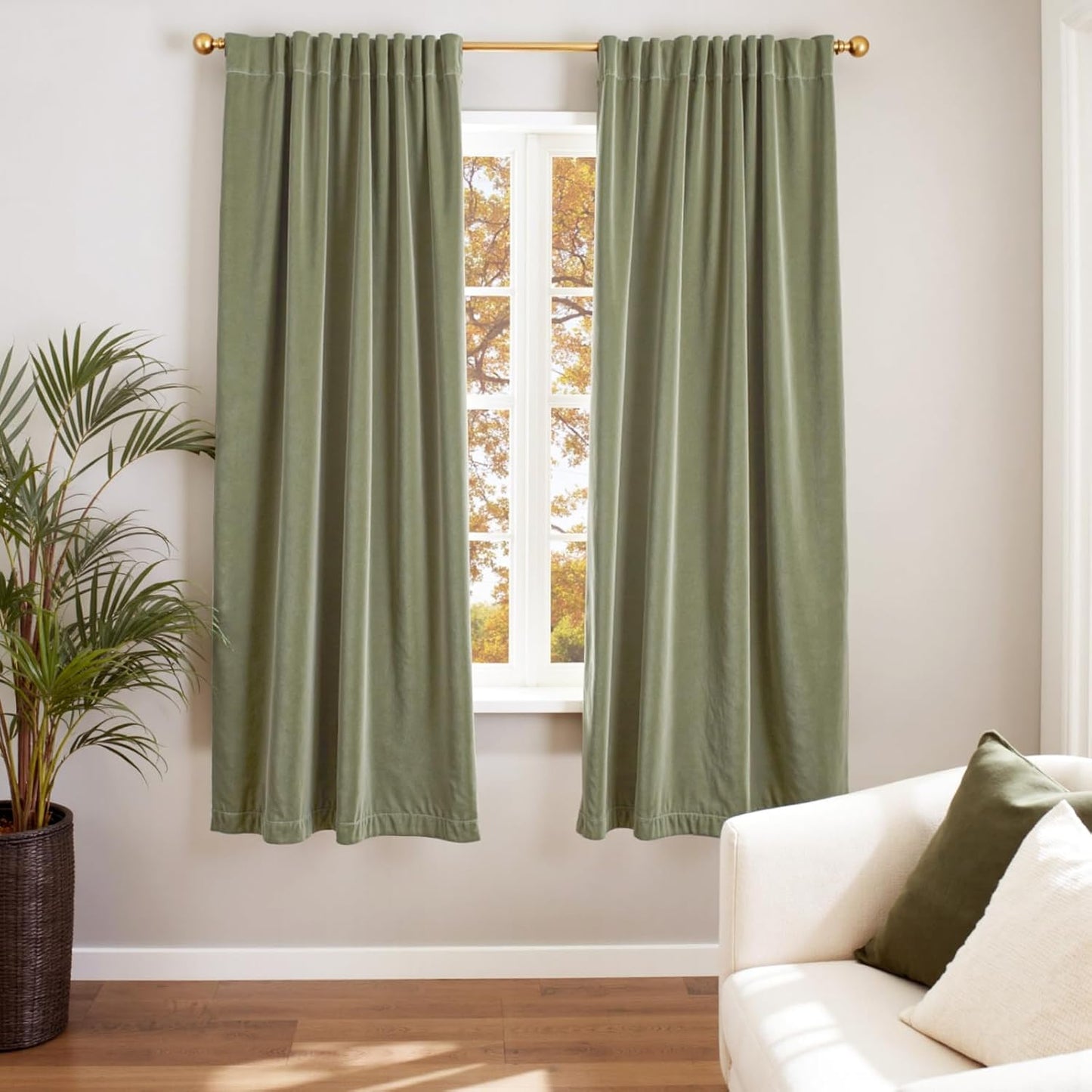 Lazzzy Velvet Green Curtains Blackout 72 Inches Long for Home