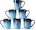 MONITO 14 OZ Coffee Mugs Set of 6 - Large Ceramic Mugs with Star Blue