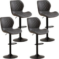Modern Swivel Counter Height Bar Stools Set of 4 in Dark Grey