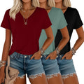 Women's V Neck T-Shirts 3 Pack - Soft Loose Fit Summer Tops
