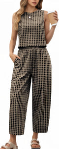 2 Piece Sets For Women Summer Matching Wide Leg Crop Pants Outfits (US