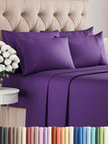 Cal King 6 Piece Sheet Set Purple - Cooling Deep Pocket Hotel Luxury