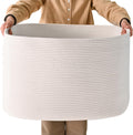 White Laundry Basket Woven Cotton Rope Storage Basket - Large 105L