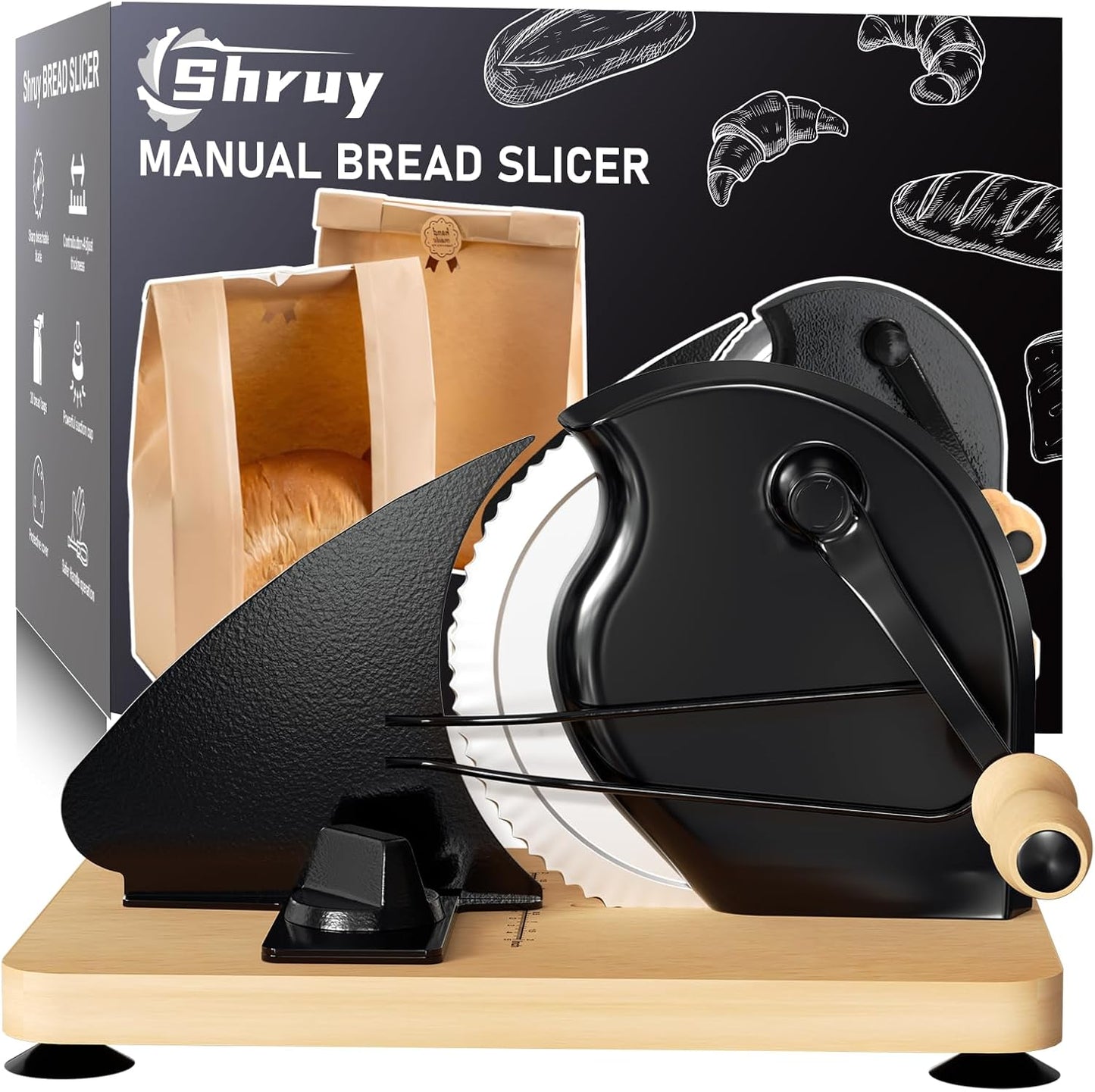 Manual Bread Slicer for Homemade Bread with Adjustable Thickness