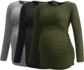 Smallshow Women's Long Sleeve Maternity Tops 3-Pack for Comfort