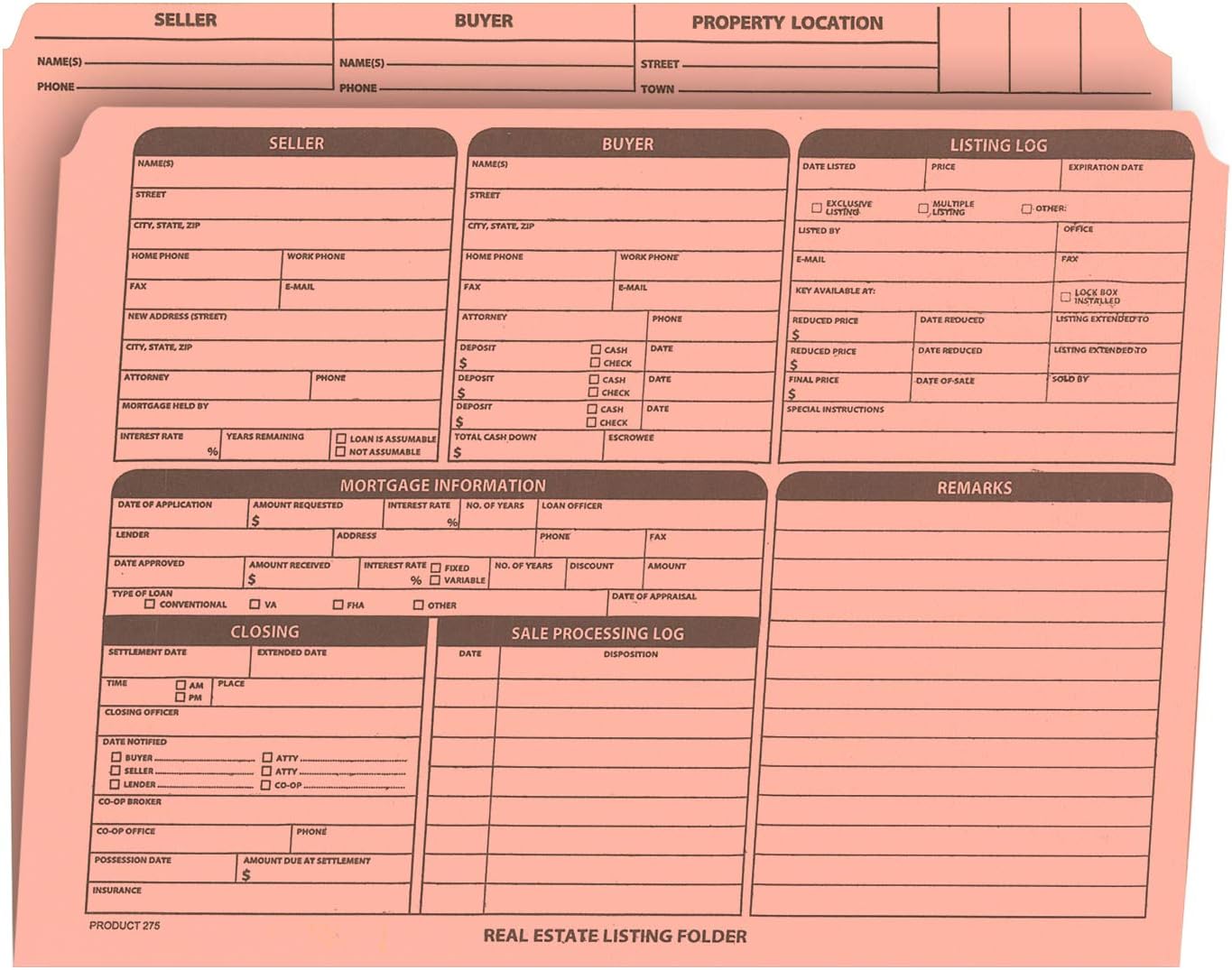 Real Estate Listing Folder with Right Panel for Easy Organization