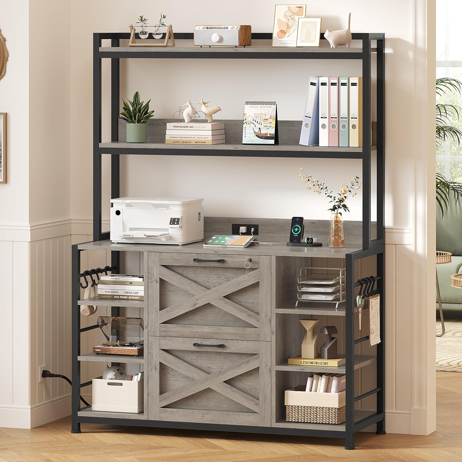 SEDETA File Cabinet with Charging Station and Lock for Office