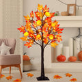 4 Foot Prelit Fall Maple Tree with 60 LED Lights - Cozy Thanksgiving