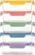 Ello Color Lock 3.4 Cup Meal Prep Set - 5 Pack Glass Containers
