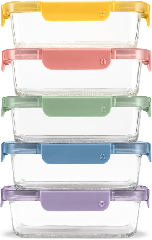 Ello Color Lock 3.4 Cup Glass Meal Prep Sets for Fresh Food