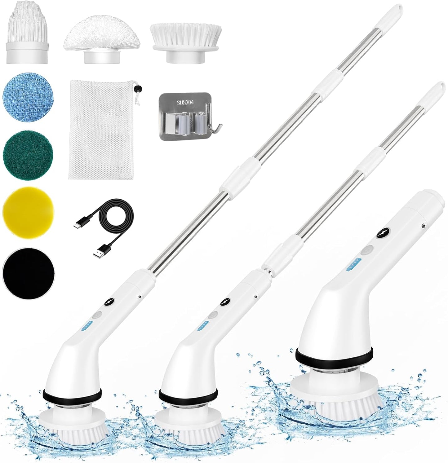 Electric Spin Scrubber with 6 Brush Heads for Easy Cleaning