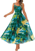 Women Summer Floral Maxi Dress Cowl Neck Spaghetti Strap