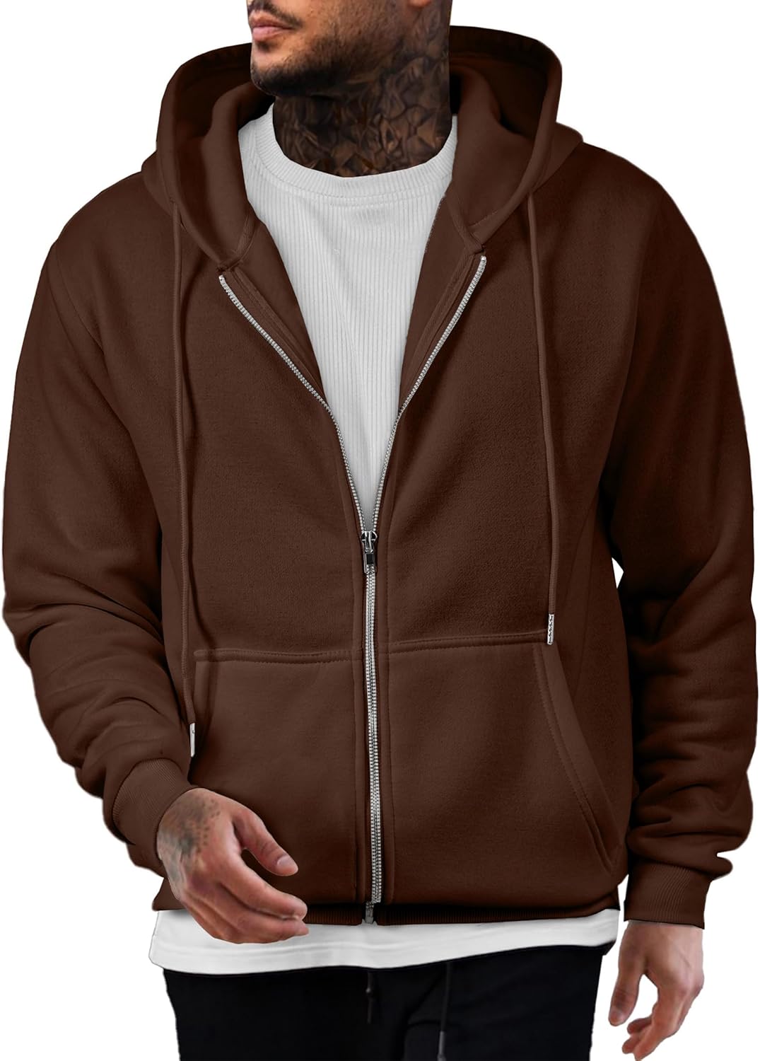 JMIERR Mens Full Zip Casual Cotton Hooded Fleece Sweatshirts